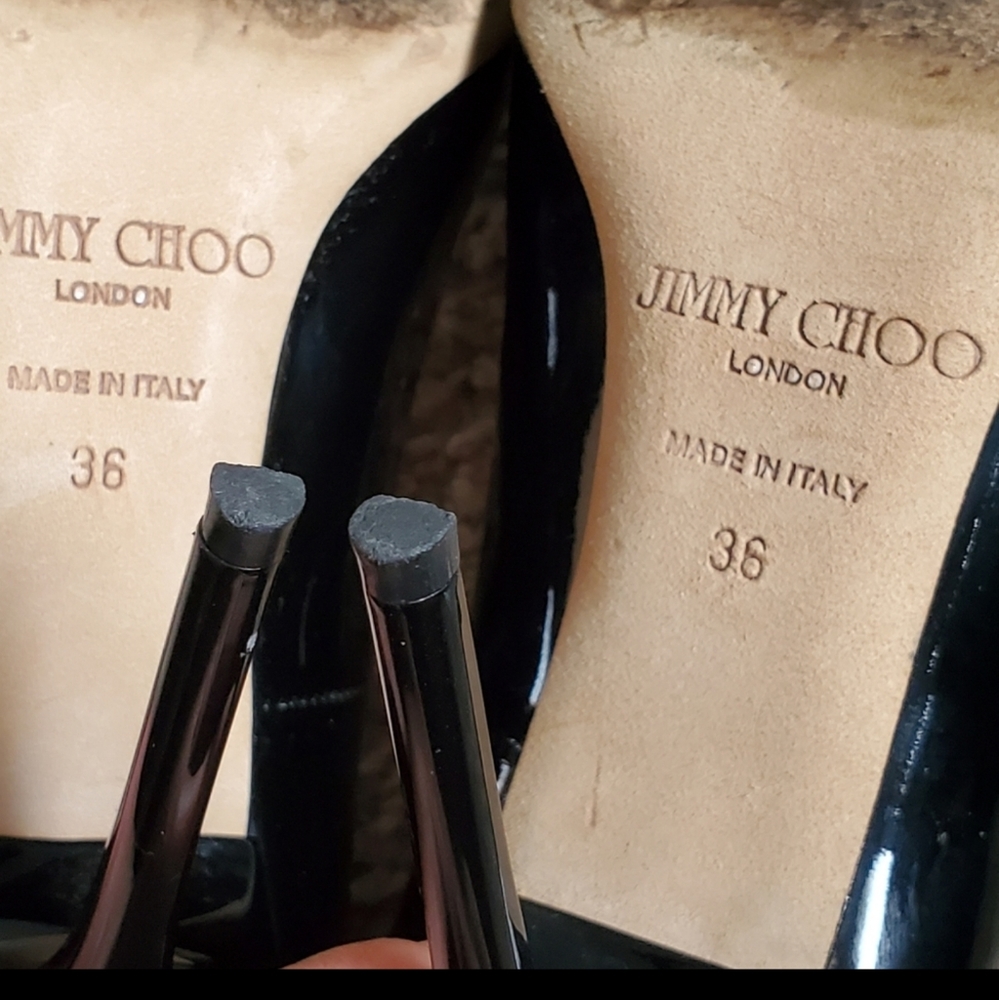 Jimmy Choo Black Patent Leather Pointed-Toe Heels - Picture 5 of 6